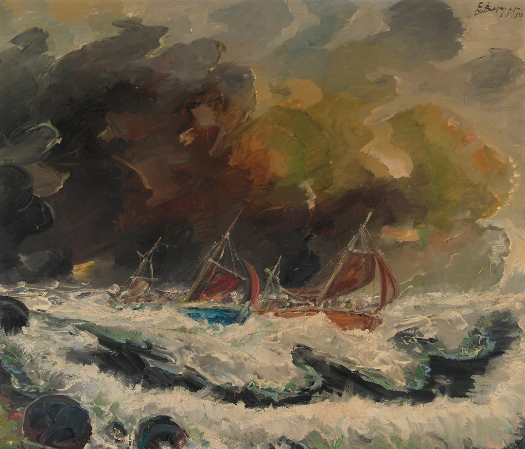 Berger, Einar — Båter i storm, 1950 — Kunst/Maleri — Blomqvist