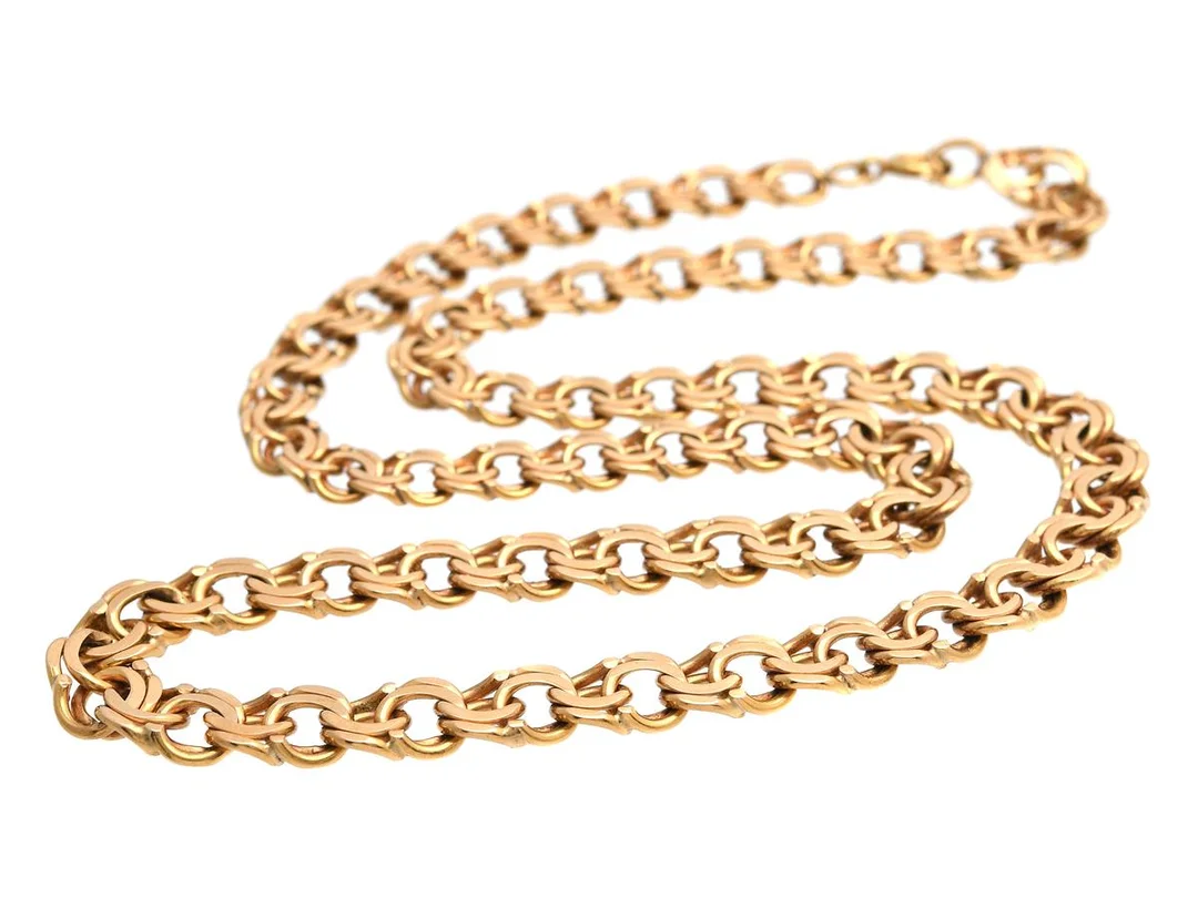 COLLIER, 18K guld, bismarcklänk, doserad, längd 43 cm, vikt 31,3 g. — Smycken/Collier — Kaplans