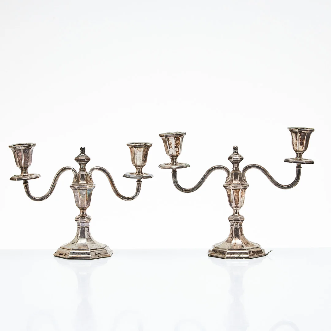 LJUSSTAKAR, 1 par, silver, Carl Sandberg efterträdare, Ystad 1926. — Silver — Stockholms Auktionsverk Magasin 5