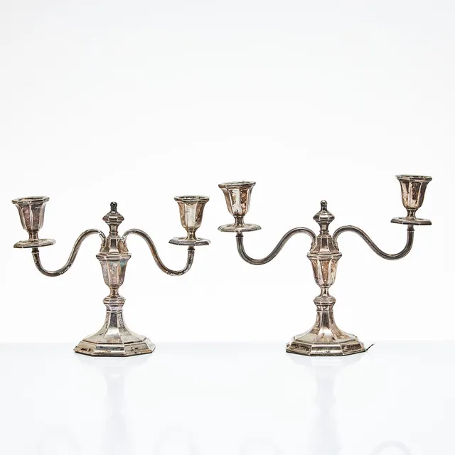 LJUSSTAKAR, 1 par, silver, Carl Sandberg efterträdare, Ystad 1926.