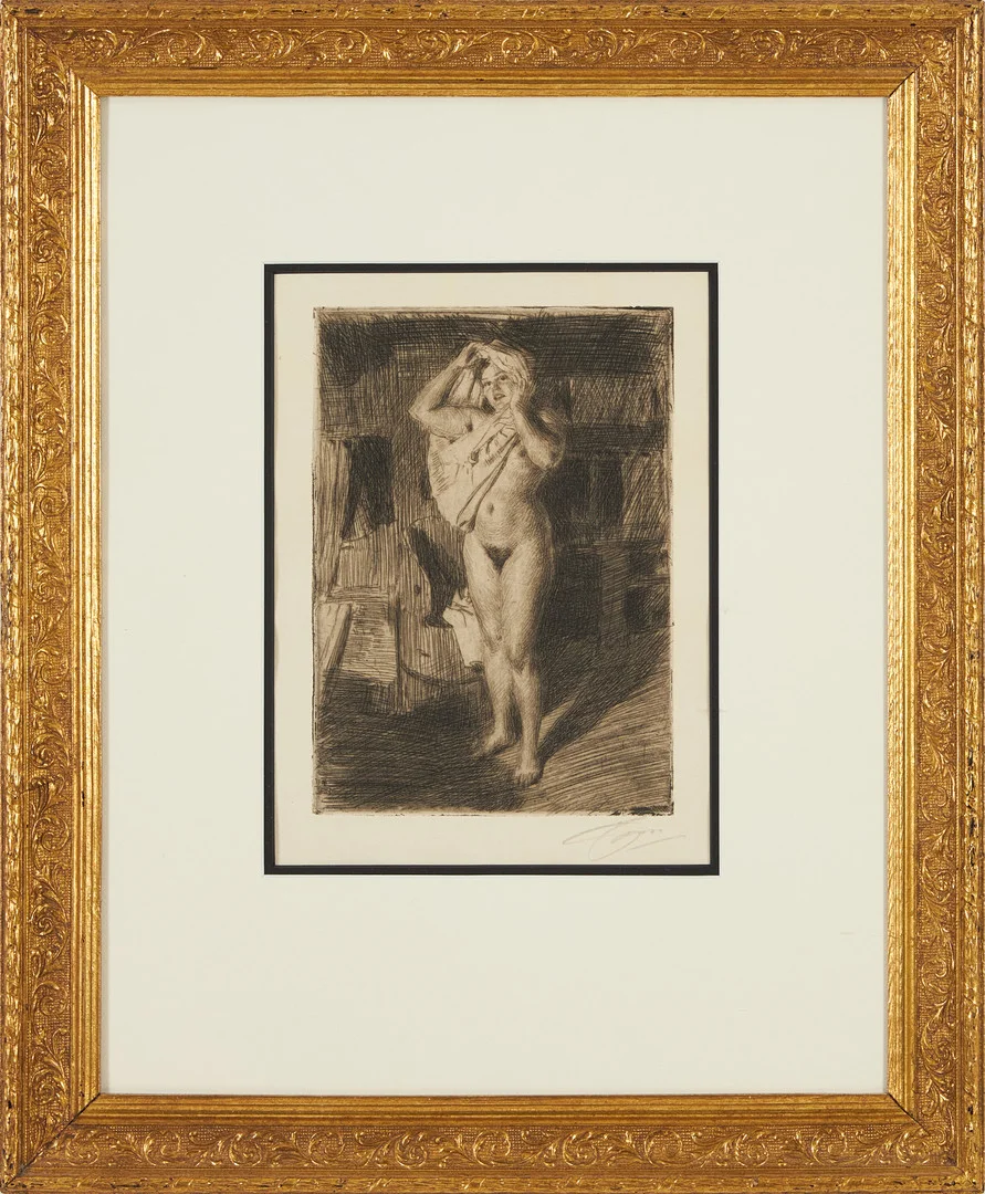ANDERS ZORN. "Bärsärk", etsning, signerad, 1914. — Engravings & Prints — Stockholms Auktionsverk Magasin 5