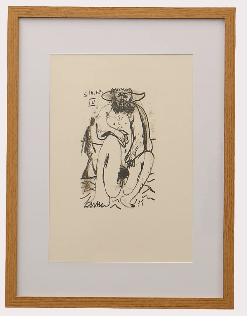 PABLO PICASSO. Efter, litografi , märkt 6.10.64 IV ur "LE GOUT DU BONHEUR" , Schünemann år 1970. Nr 403. — Engravings & Prints — Limhamns Auktionsbyrå