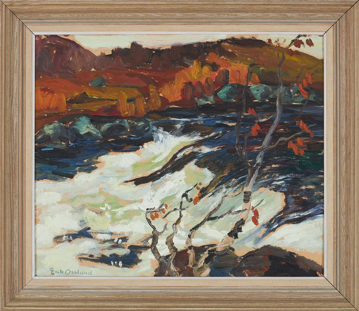 ERIK OSSLUND (FÖDD 1913-1982). Landskapsmotiv, olja på pannå, signerad. — Paintings — Stockholms Auktionsverk Sickla
