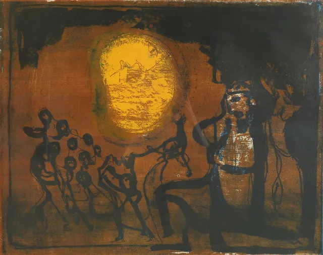 LENNART ROSENSOHN. Religiöst motiv, färglitografi, signerad Rosensog´hn.