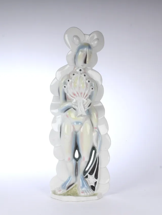 Bjørn Nørgaard for Royal Copenhagen. Large figure. `Sarah says goodbye to Abraham and Isaac`