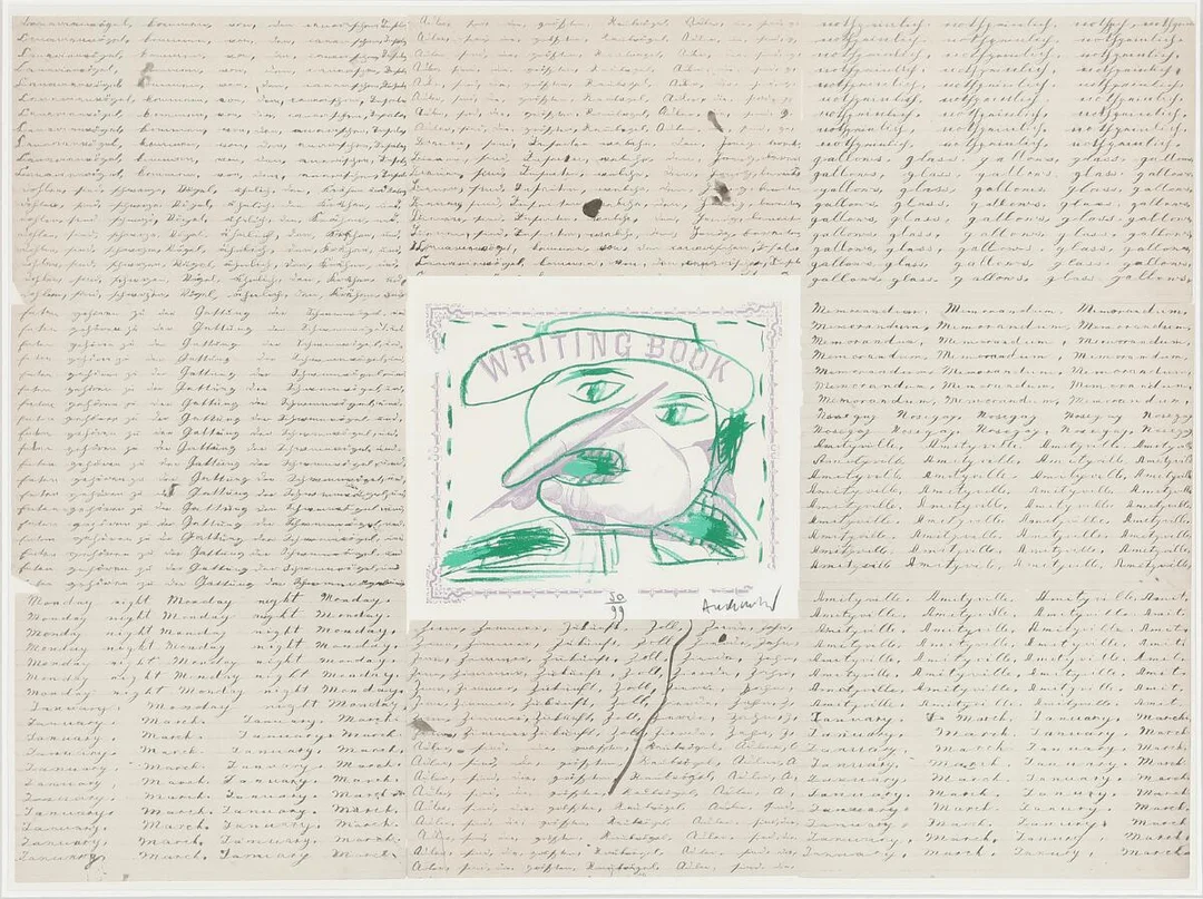 “Writing Book”. Signed Alechinsky, 50/99. Lithograph in colours. Visible size 47×63 cm. — Modern Prints/CoBrA — Bruun Rasmussen
