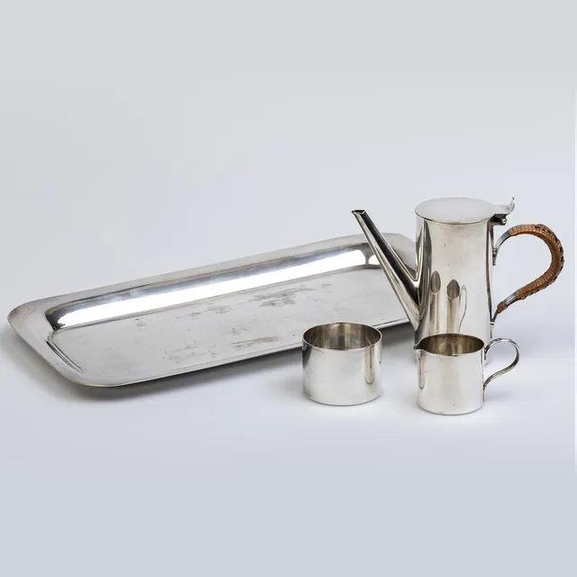 SILVER-PLATED MINIATURE COFFEE AND TEA SERVICE.