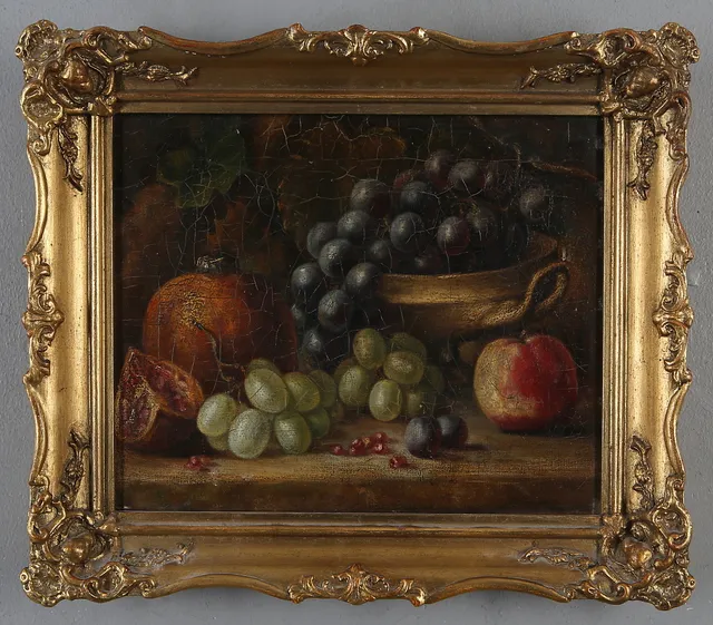 OKÄND KONSTNÄR. Fruktstilleben, olja på duk, osignerad, 1800-tal.