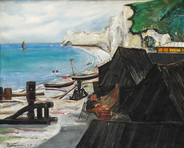 PER MÅNSSON. olja på duk, Falaise, Étretat Normandie, signerad P Månsson, daterad 1929.