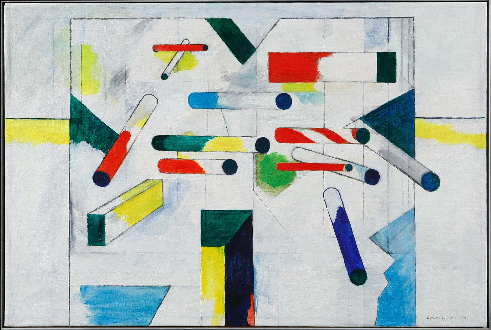 LENNART LANDQVIST. Komposition, olja på duk, signerad och daterad -75. — Paintings — Göteborgs Auktionsverk