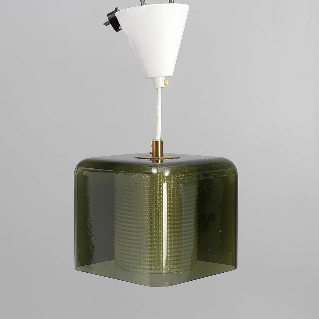 CARL FAGERLUND. Taklampa, 2 kupor, Orrefors, 1960-tal. — Ceiling lights — Crafoord Auktioner Stockholm