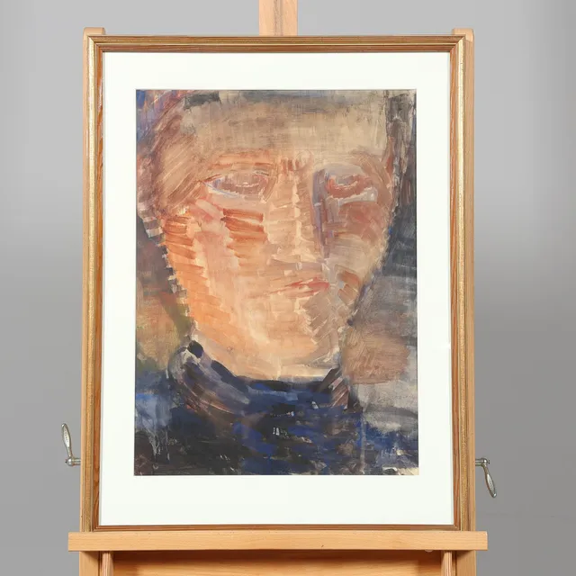 STIG EVERT LINDBERG. AKVARELL, porträtt, signerad.