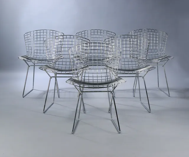 Harry Bertoia. Set of six Wire Chairs dining chairs, Knoll. (6)