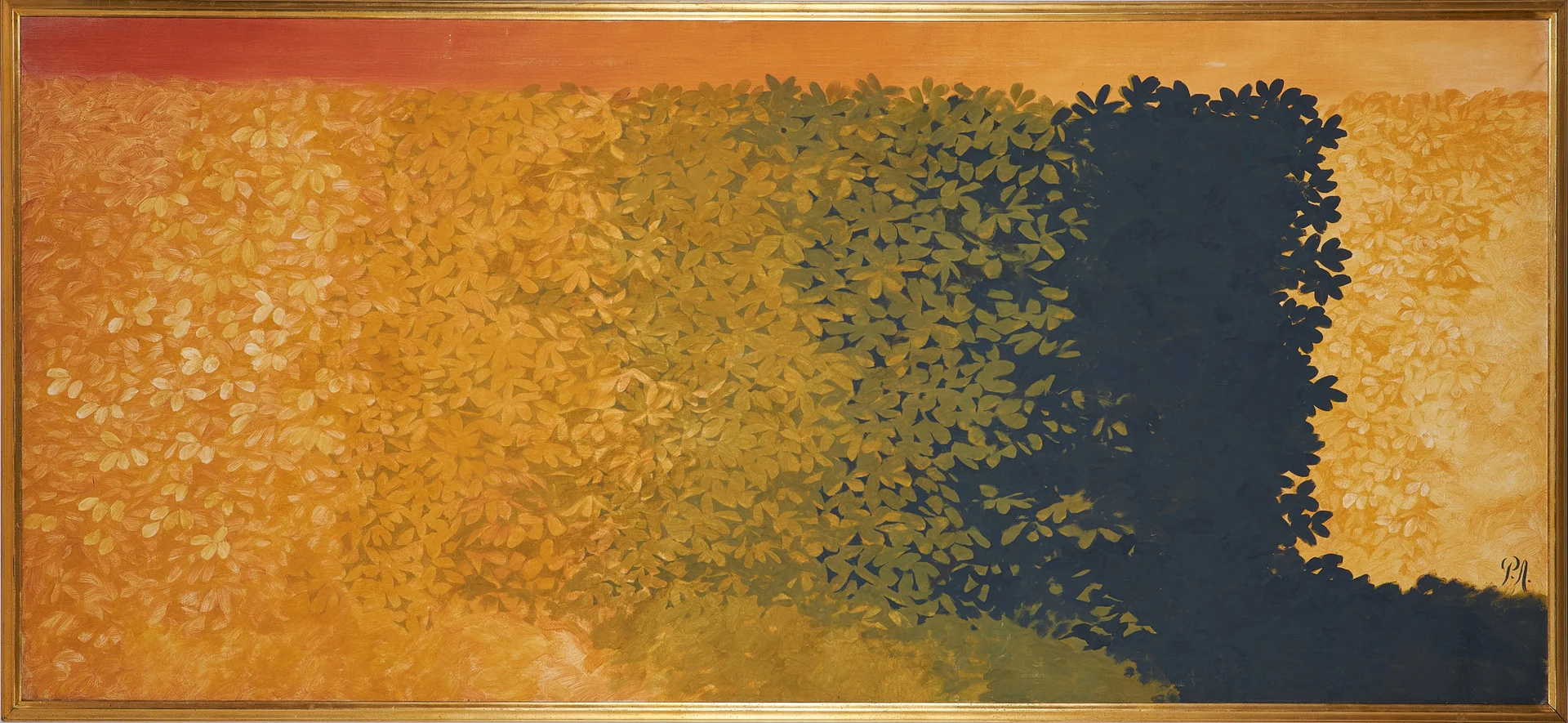 PÄR ANDERSSON. lövverk, olja på duk, monogramsignerad, ca 306x140cm. — Paintings — Stockholms Auktionsverk Sickla