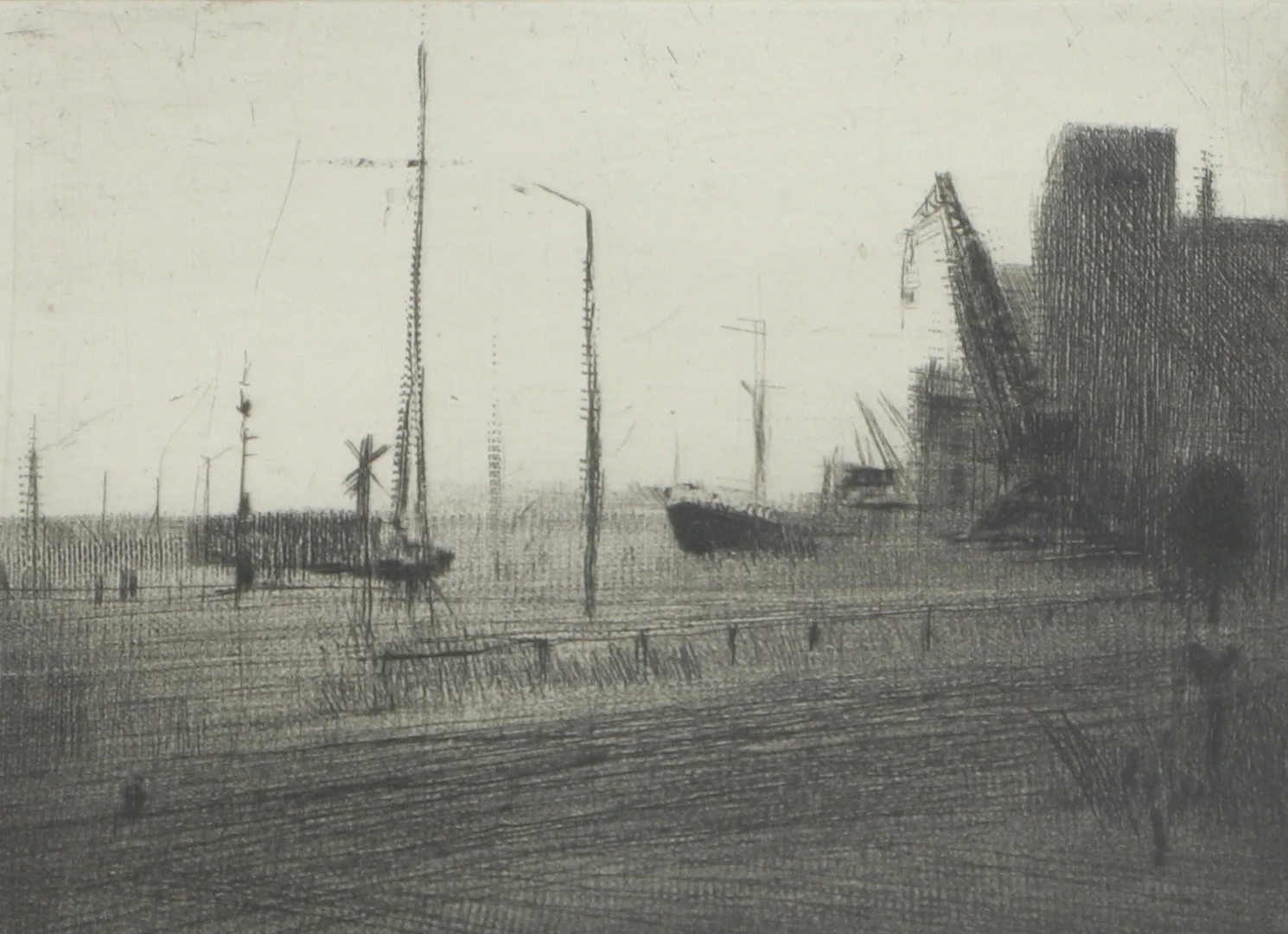LEIF OLAUSSON. Etsning, Hamnen i Sölvesborg, signerad, numrerad 34/350. — Engravings & Prints — Ekenbergs Auktioner