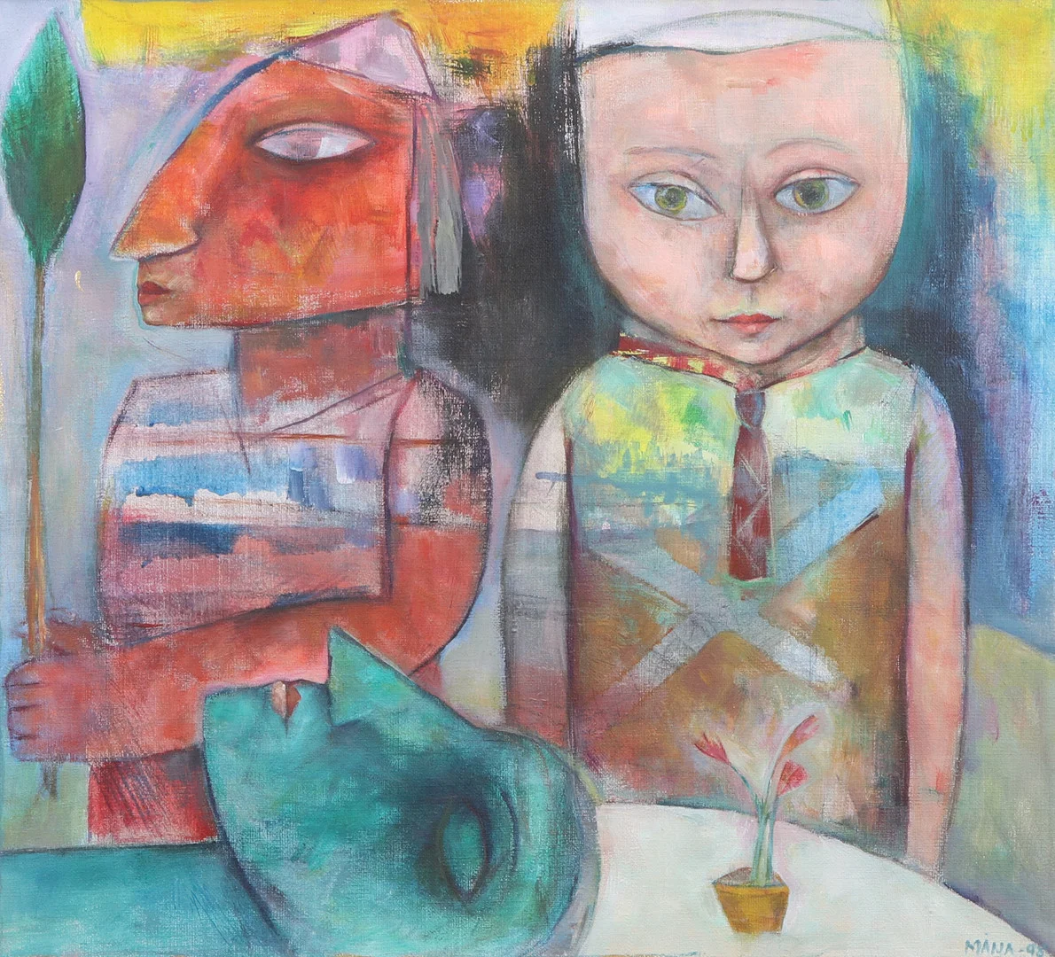 MÅNA LAGERHOLM. Olja på duk. Signerad och daterad -98. "Vid grön tanke". — Paintings — Skånes Auktionsverk
