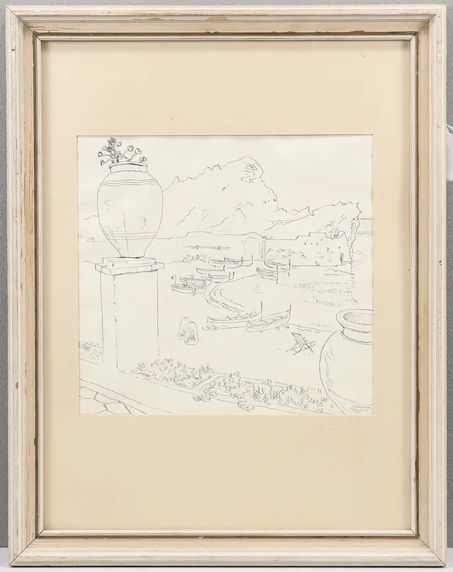 OSCAR ANTONSSON. Blyertsteckning, signerad 1937.