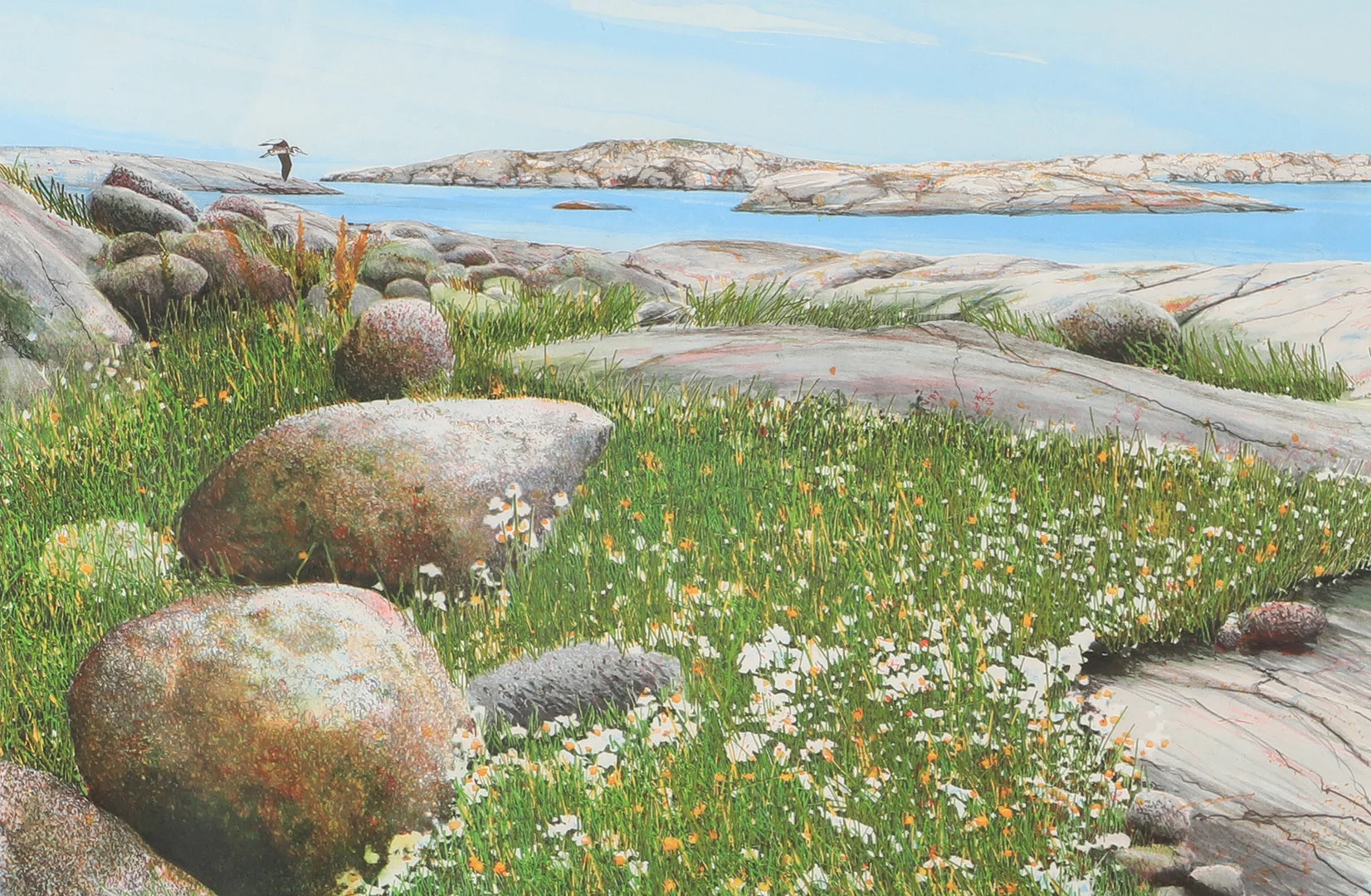 GÖRAN HAHNE. Skärgårdsmotiv, färglitografi, signerad. — Engravings & Prints — Helsingborgs Auktionskammare