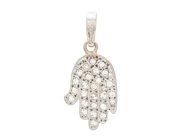HÄNGE, hand, 18K vitguld, åttkantslipade diamanter ca 0,26 ctv, ca TW-W/VS-SI, höjd 23 mm, vikt 1,6 g.