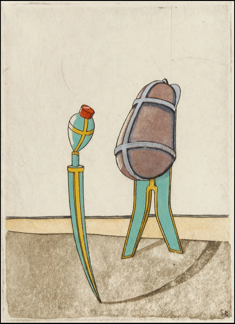 STEN EKLUND (1942–2009). "B och jag", signerad och daterad Sten Eklund 1981, kolorerad färgetsning. — Engravings & Prints — Crafoord Auktioner Stockholm