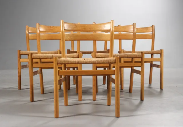 Børge Mogensen. Dining chairs, model BM1, oak (6)