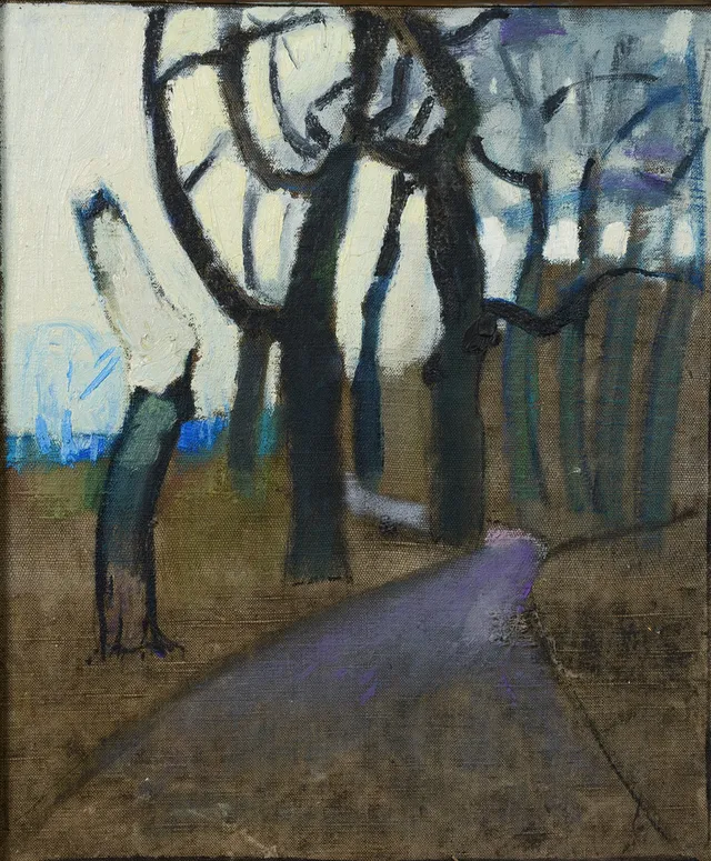 OKÄND KONSTNÄR. Naturmotiv, olja på pannå, 1900-talets andra del.