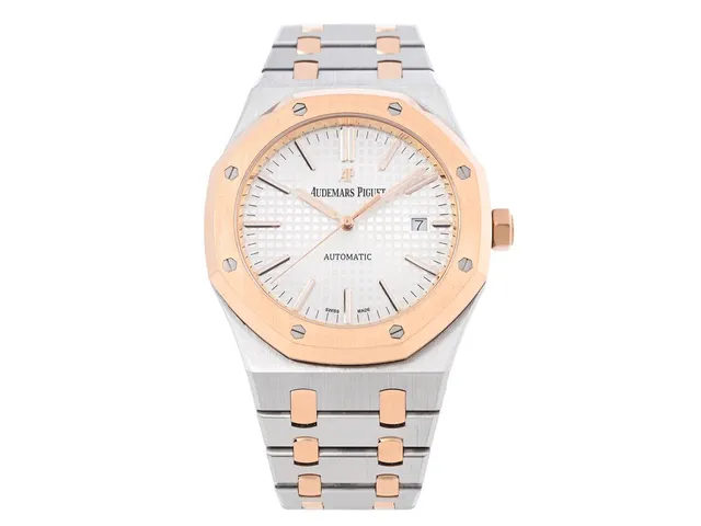 AUDEMARS PIGUET, Royal Oak, Cal 3120, Serie nr. 950909, Ref nr. 15400SR.OO.1220SR.01, Boett nr. I77556 / 00045, herrur, 41 mm, stål/rosa guld, automatisk, safirglas, datum, servicebehov, glasbaksida, integrerad originallänk, viklås, Ref nr. 1220, cert, maj 2016, box, ytterkartong.
