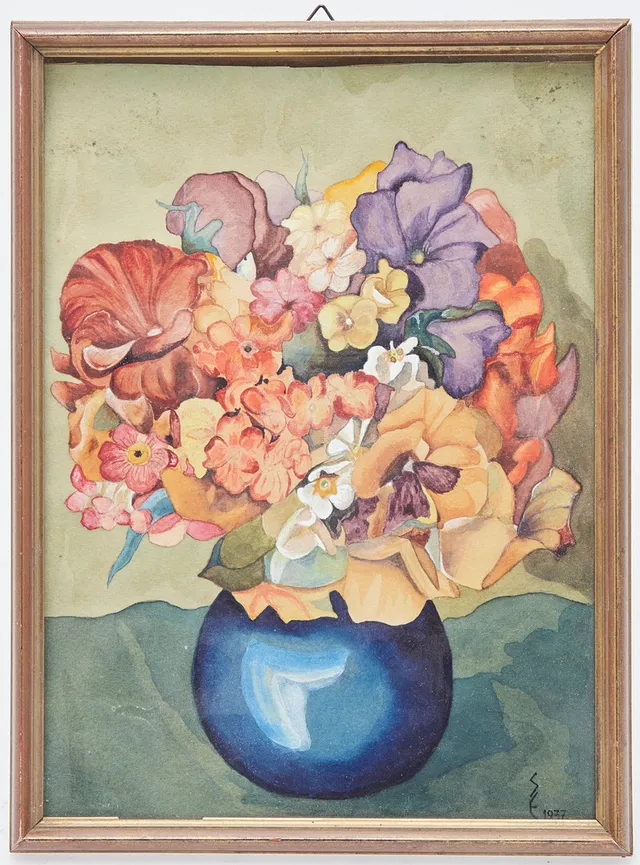 Unbekannte/r Künstler*in, Zeichnung, Blumenstillleben, 1937.