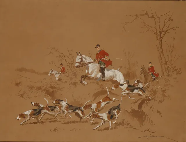 EUGÈNE LELIÈPVRE, "DE MARCILLAC". Escena de caza.