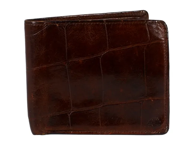 PLÅNBOK, MULBERRY, vintage,rördbrun präglat läder (Kongo), 9x11 cm, mynt, sedel, 4 st konokortsfack.