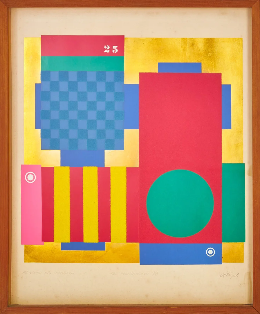 OIDENTIFIERAD KONSTNÄR. "RØD ABRACADABRA", collage, signerad, 1900-talets andra hälft. — Paintings — Stockholms Auktionsverk Magasin 5