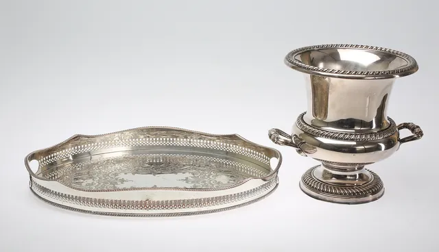 NYSILVER, 2 st, Champange kylare samt bricka.