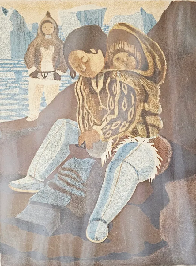 LARS NORRMAN. Eskimåer. Färglitografi, signerad Lars Norrman och numrerad 60/100.
