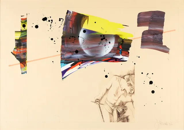 JOE A PECSENKE (UNGERN, 1942-1989). Utan titel, signerad J Pecsenke, blandteknik på papper.