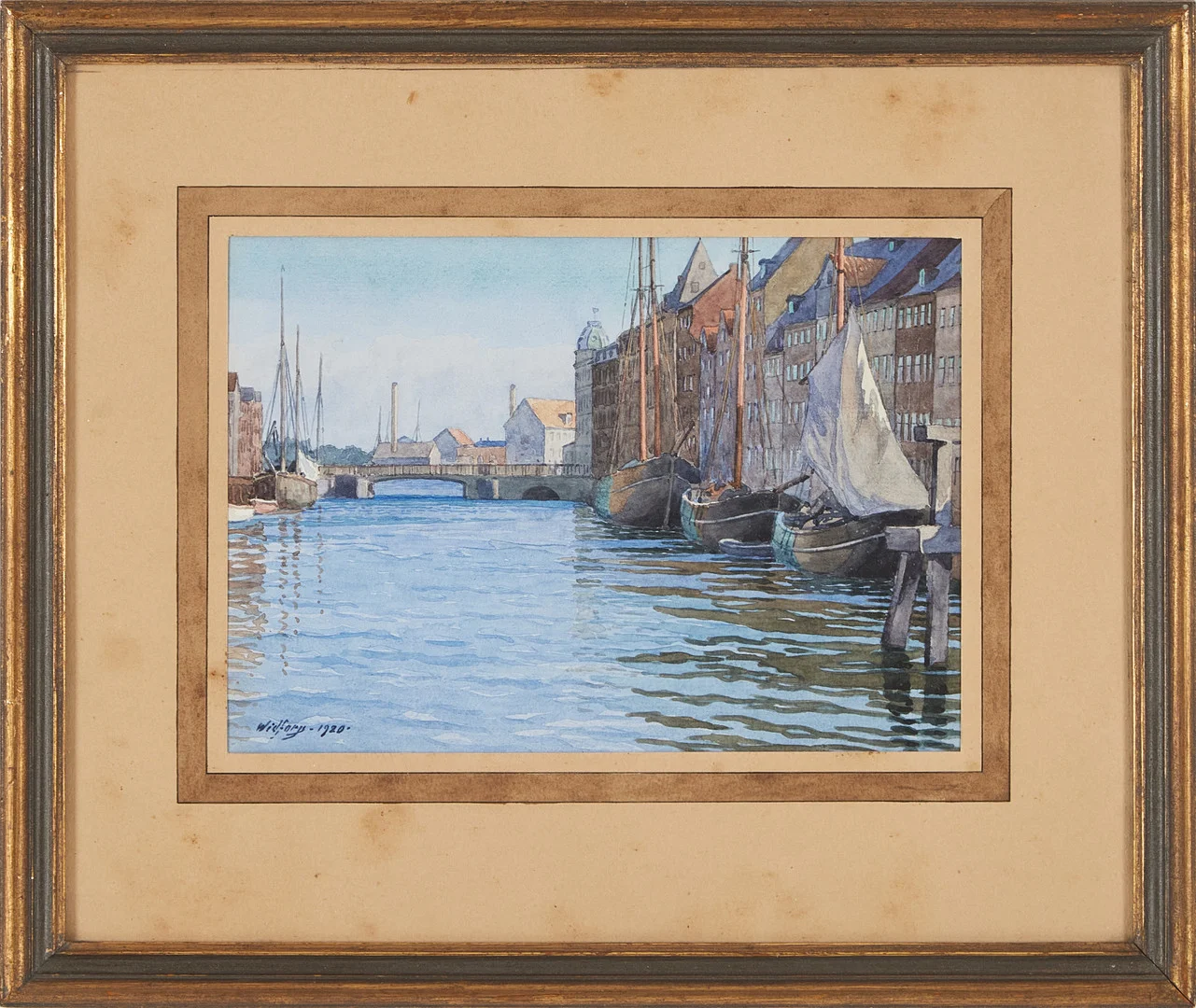 GUNNAR WIDFORSS. Köpenhamn, akvarell på papper, signerad och daterad 1920. — Paintings — Stockholms Auktionsverk Magasin 5