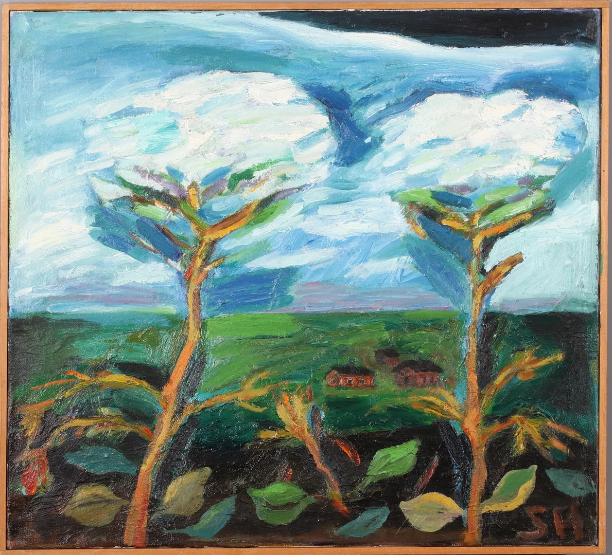 SAARA HARJU. "Sommarnatt", olja på duk, monogramsignerad. — Paintings — Stadsauktion Sundsvall