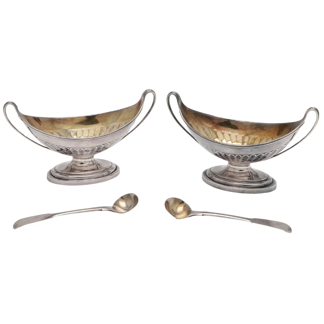 A PAIR OF GEORGE III SILVER PEDESTAL SALTS. — Silver — Lawrences Auctioneers