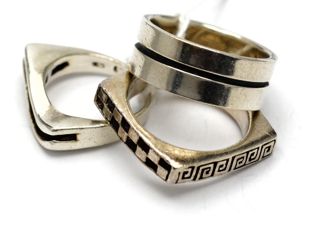 Ringar, 3st Ø16¼-19¾ silver 925, 22,4g — Smycken/Ring — Kaplans