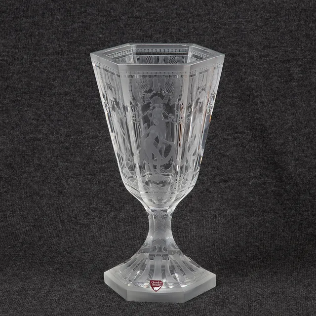 SIMON GATE. Pokal, glas, "Sex Gracer", Orrefors, 1978.