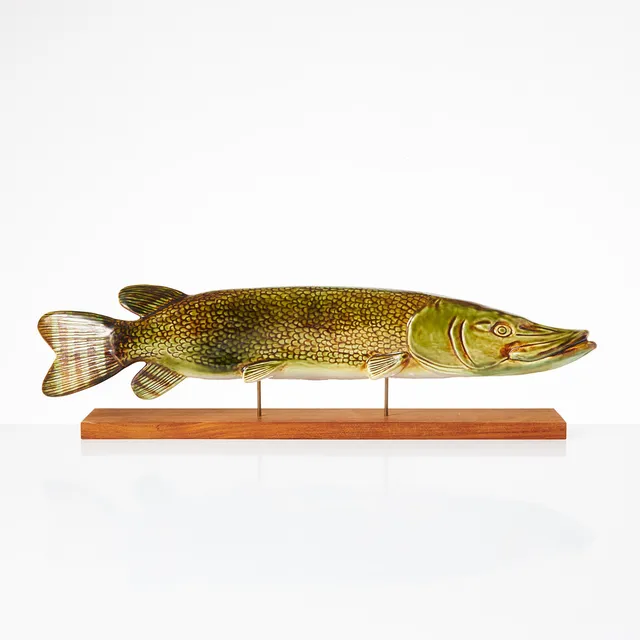 SVEN WEJSFELT. (1930-2009) Skulptur, ur serien "Stim", Gustavsberg, stengods, polykromt glaserad, föreställande gädda, signerad.