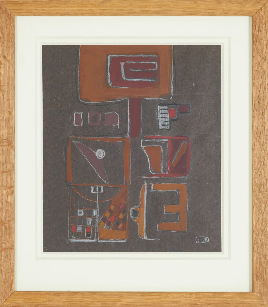 JOHN IVAR BERG (1916-2003). Komposition, gouache krita, monogramssignerad, daterad 1947 a verso. — Paintings — Stockholms Auktionsverk Sickla