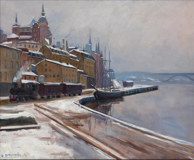 GUNNAR ZETTERSTRÖM. Stockholmsmotiv, olja på pannå, signerad, G. Zetterström.