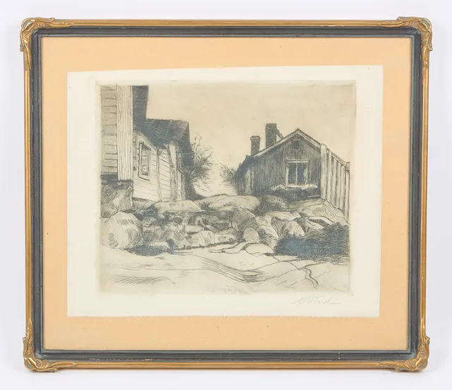 ALFRED WILLIAM FINCH. Borgåmotiv, signerad, etsning.