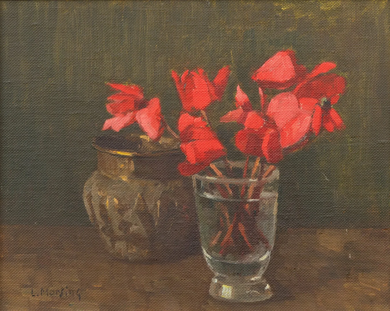 LEOPOLD MORSING (1887-1971). Stilleben, olja på pannå, signerad. — Furniture — Garpenhus Auktioner