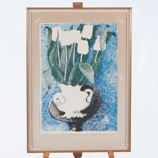 SILVIA LEITU (1912-1969). Färglitografi, Blomsterstilleben, Signerad samt numrerad 9/250.