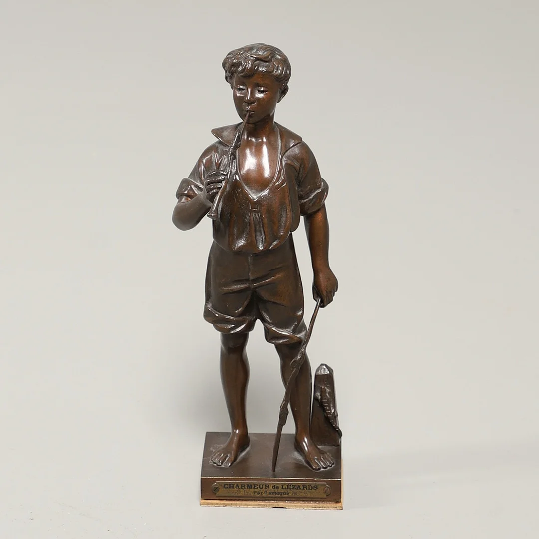 ADOLPHE-JEAN LAVERGNE (1852-1901), 'CHARMEUR DE LÉZARDS'. — Sculptures & Bronzes — Lawrences Auctioneers