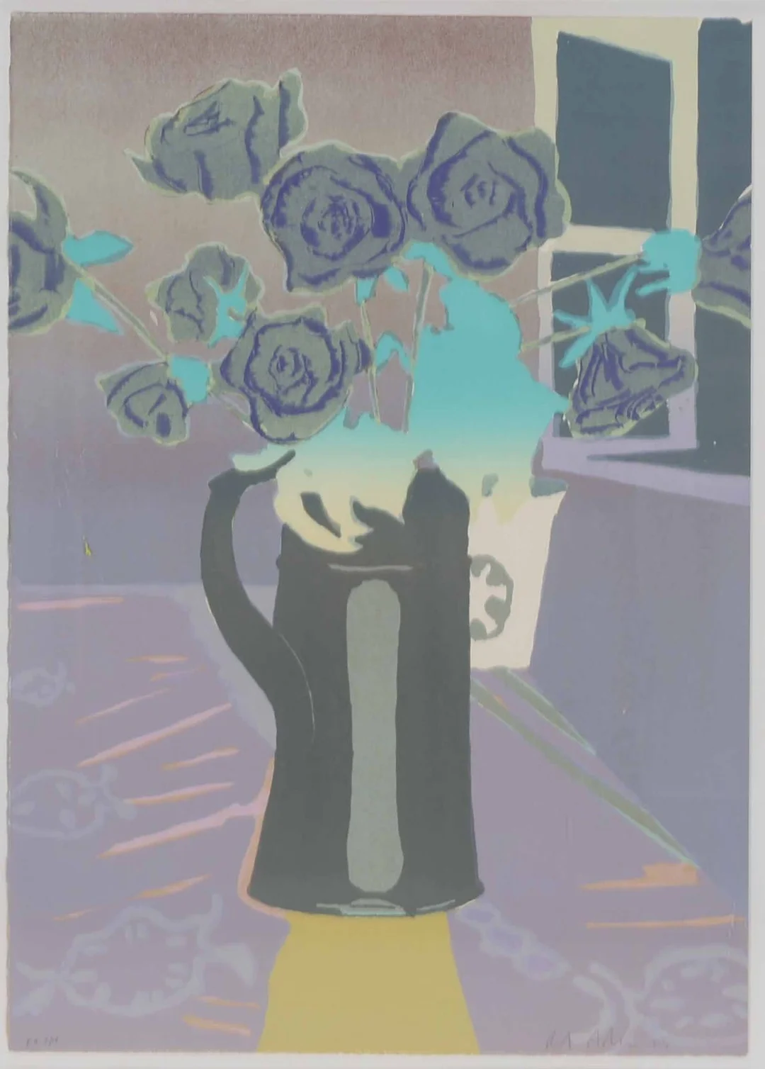 Erik A. Frandsen (b. 1957): Arrangement with flowers, lithography (CD) — Paintings and sculptures/Prints and photography — Lauritz