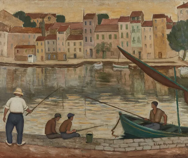 HILDA HEYMAN (Vårgårda 1872-1955 Stockholm ). "Sanary-sur-Mer - afton", signerad och daterad 1926, olja på duk.