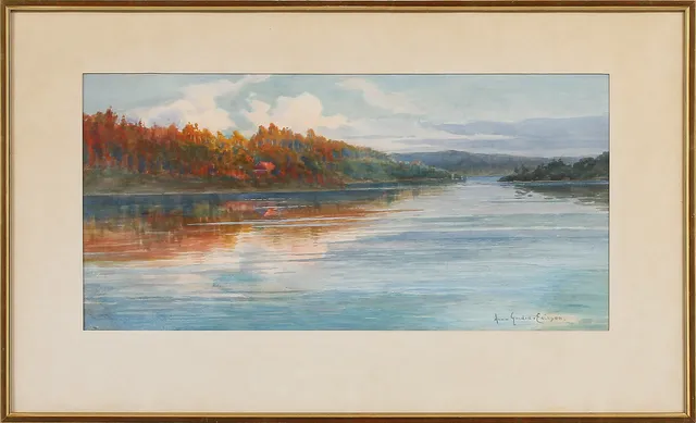 ANNA GARDELL ERICSON. Sjölandskap, akvarell, signerad.