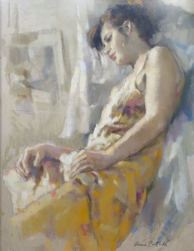 FELISA CORTADA (SIGLO XX). FIGURA FEMENINA. PASTEL SOBRE PAPEL.